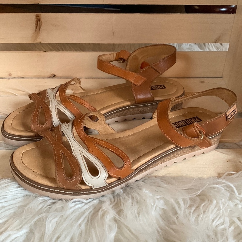 PIKOLINOS Brown and Cream Sandals
